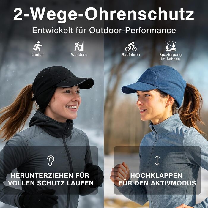 Водонепроникна шапка-базовка з відкидною козирком для бігу та зимових видів спорту, TOP-EX, L-XL, червона