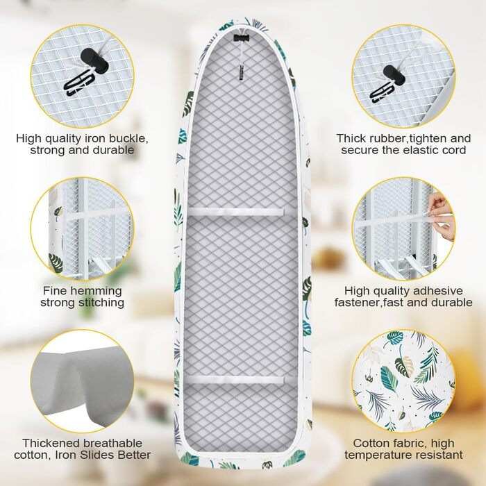 Набір для прасування, 110x35 см, бавовна, з гумкою, для прасування з парою, сірий