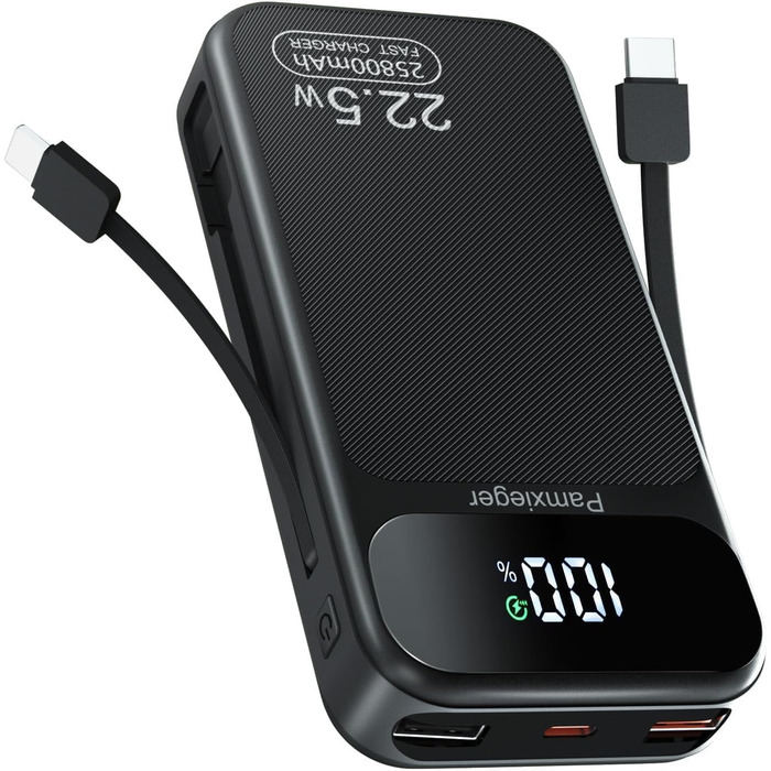 Power Bank 25800 mAh з швидкою зарядкою 22,5W PD3.0 QC4.0, LCD дисплей, USB-C, для смартфонів та планшетів