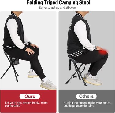 REDCAMP 2 шт. складані туристичні стільці-штатив, 56 см, чорний та сірий