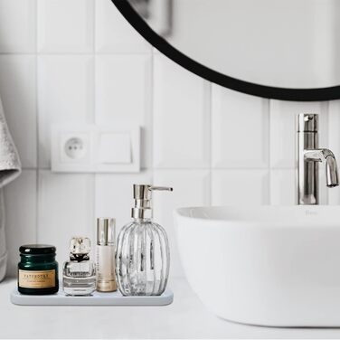 Тримач для мила з силікону для раковини, органайзер для кухні, ванної, туалетного столика, столу, зберігання губки, мила, щітки, макіяжу, пляшки, довговічний, 2 шт (23.5 x 9.5 x 1.4 см, Білий)