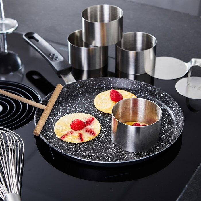 STONELINE Back to Nature Crepe Pan Induction 25 cm, Omelette Pan with real stone particles, Pancake/Pancake Pan Non-Stick, Fat-Free Frying, All Cooktops, (Riveted)