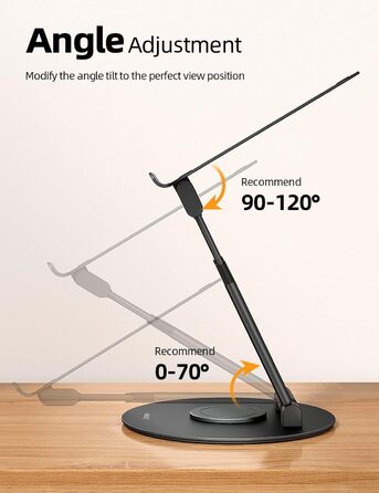 Adjustable Laptop Stand - 360° Swivel Base - Holds 10-17