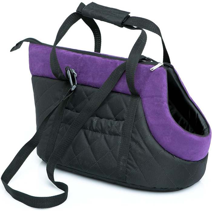 Сумка-переноска для собак та котів, рюкзак для маленьких та середніх собак/кошенят, чорний з фіолетовим, 20x42x22 см