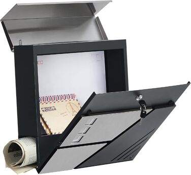 Поштовий ящик настінний SONGMICS з оглядовим вікном, замок, сріблясто-антрацитовий GMB053G01