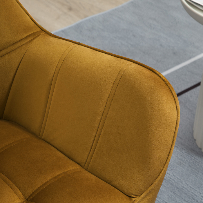 HOMCOM Ear Chair Single Chair Recliner with Velvet, Scandinavian Design, Raised Legs, Velvety Polyester, Yellow 67x61.5x71 cm