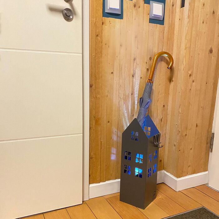 Стійка для парасоль з піддоном для води UNUS, 4 гачки, 16x16x49 см (Сірий, для дому)