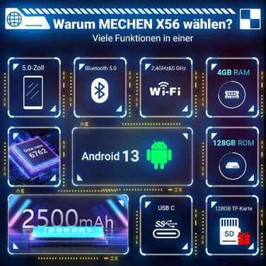 MP3 плеєр Mechen 256GB Bluetooth WiFi Android 13, 5.0