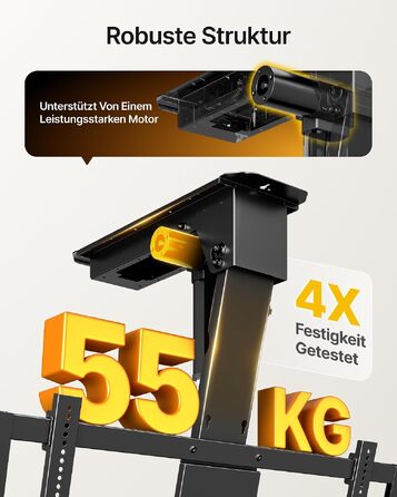 Електричний стельовий кронштейн для ТБ monTEK (43-86 дюймів), до 55 кг, VESA 600x400, з дистанційним керуванням, додатком та голосовим управлінням, складаний