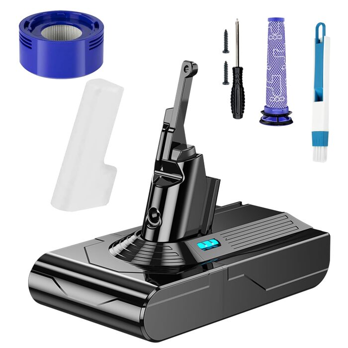 Замінний акумулятор 6800 mAh для пилососів Dyson V8 + 2 фільтри (сумісний з SV10 V8 Absolute)