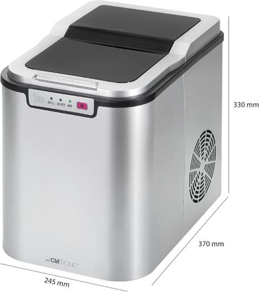 Машина для приготування льоду Clatronic EWB 3785 Inox | Швидке приготування льоду за 10 хвилин | Самоочищення | 12 кг/24 години | 1,5 л резервуар для води