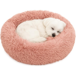 Кругле ліжко для собак та котів Flamingo, м'яке, з подушкою, діаметр 55 см, рожеве, 55x55x12 см