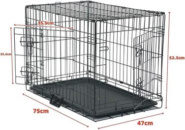 Складана переноска для собак з двома дверцятами, авто-переноска з піддоном, чорна