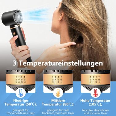 RUIZHI Airstyler 5 в 1: Фен-щітка для волосся з 5 насадками, 110000 обертів/хв, 3 температурні режими, для об'єму, локонів та випрямлення волосся