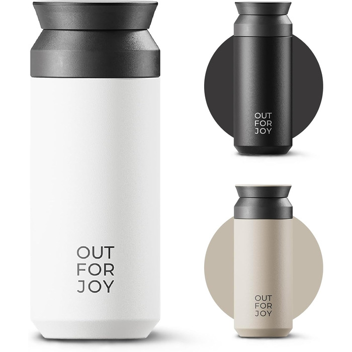 Термокружка з нержавіючої сталі 350 мл | Термокружка для кави та чаю на винос | З подвійними стінками, ізольована, не протікає | Travel Tumbler | Зберігає тепло 4 години / холод 8 годин (Білий Шовк)