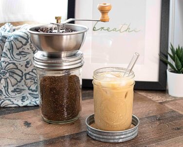 Кришка для кавомолки Mason Jar Lifestyle – меліть каву та спеції безпосередньо в банки Mason Jar – підходить для банок з широкою горловиною – нержавіюча сталь & довговічний дизайн