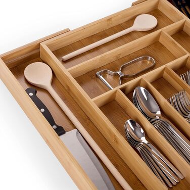 Органайзер для столових приборів Blumtal з бамбука, розсувний, 9 відділень, для кухонних шухляд