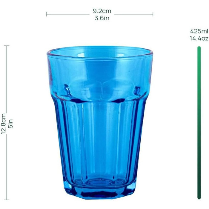 Rainbow Glasses Set, 6-Piece: Colorful Water Glasses, 425 ml Drinking Glasses, Colorful Highball Glasses, Cocktail Glasses, Juice Glasses, Large Drinking Glasses, Colored Caipirinha Glasses | Gigi Vivid Rainbow