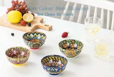 Набір супових тарілок Henten Home, 4 шт. - 360 мл, кераміка, для супу, десерту, морозива, богемний стиль