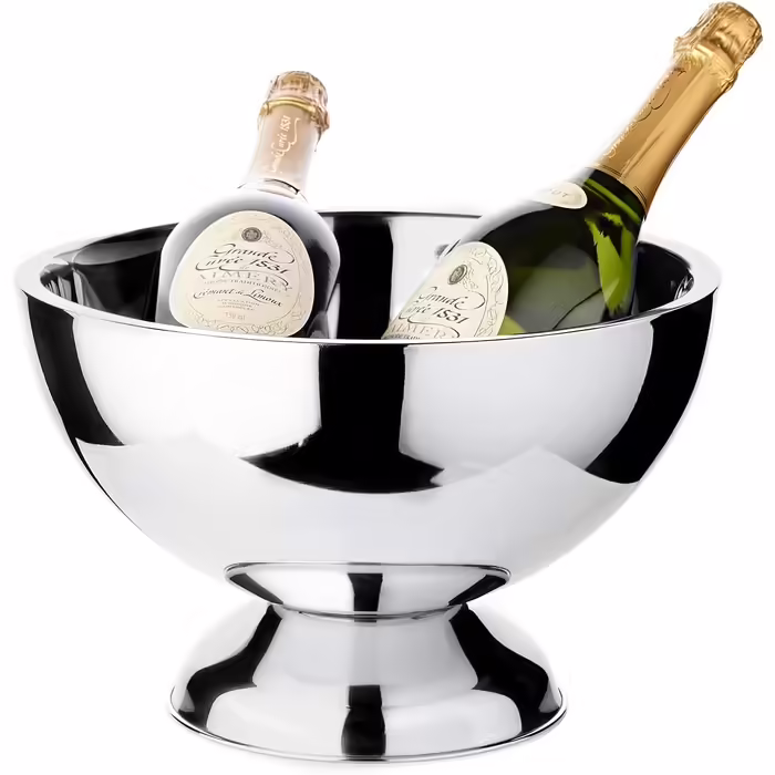 EDZARD Champagne Cooler Cadiz (ø 32 cm, H 21 cm) Highly polished stainless steel, double-walled, large bowl, sparkling wine cooler, bottle cooler, cooler for up to 3 bottles