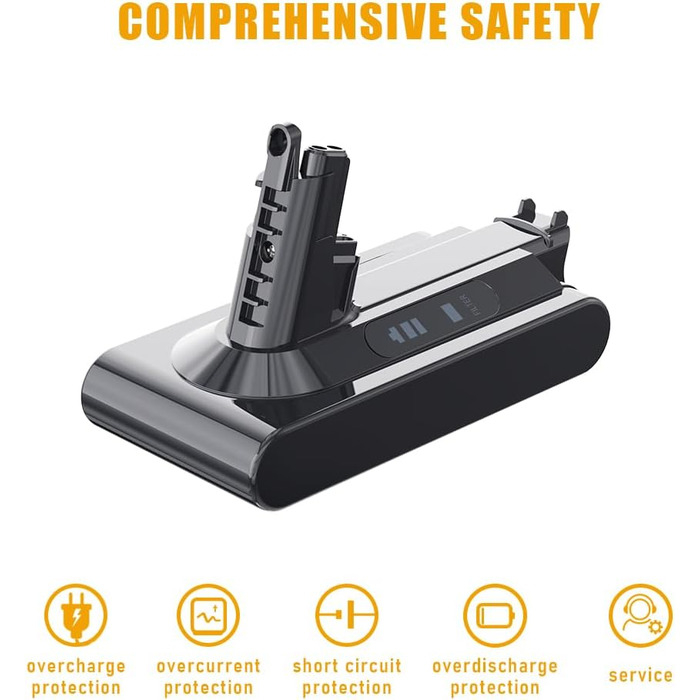 Замінний акумулятор Stanew 21.6V 4500mAh Li-ion для пилососів Dyson V8 SV10 (V10 BATTERY), з 2 фільтрами