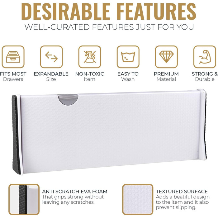 RAPTUROUS 4-Pack Drawer Dividers 