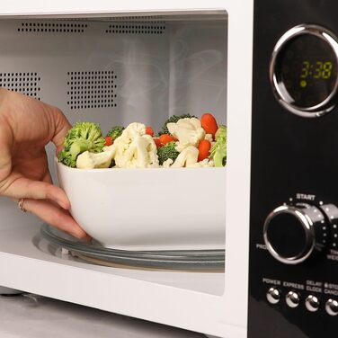 Мікрохвильова піч Nostalgia Retro для стільниці – 800 Вт, 25 літрів, 12 програм – Чорний колір