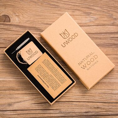 Чоловічий дерев'яний годинник Uwood серії Zebra: ручна робота, сандалове дерево, кварц, римські цифри, вінтажний стиль