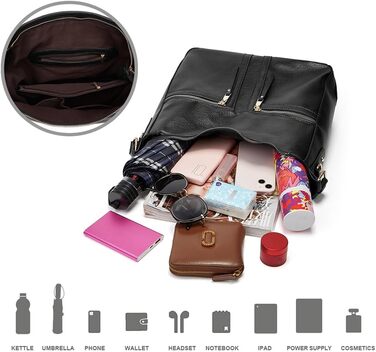 Сумка жіноча шкіряна (PU шкіра) через плече, шопер, елегантна сумка-тоут, чорна (2448)