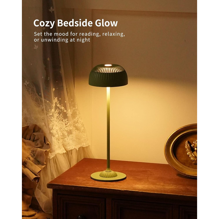 Світлодіодна настільна лампа бездротова LED для вулиці та дому, димована, з акумулятором 5200mAh, IP54, чорна (2 шт)