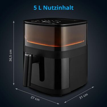 Аерофритюрниця MEDION X10 XL, 5 л, 1500 Вт, з вікном, автоматичні програми, функція розпилення води, хрустка їжа