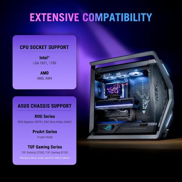 ASUS ROG Ryuo IV 240 ARGB - Система водяного охолодження для CPU (2 вентилятори, RGB, 400 мм трубки, Intel LGA 1851/1700/1200, AMD AM5)