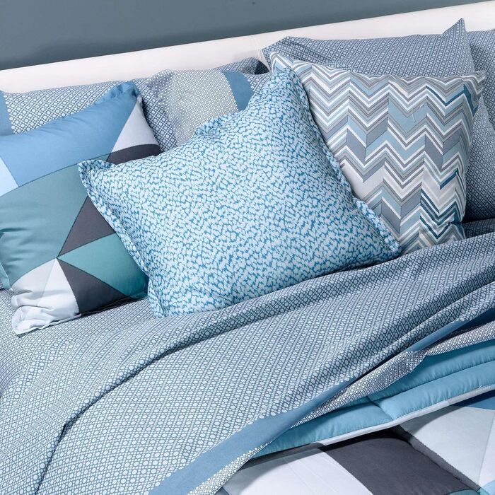 Caleffi - Bedding Set for Double Bed made of 100% Cotton, 240 x 280 cm, Fitted Sheet for Double Bed, Mattress Protector 180 x 200 cm, for Mattress with a Height of 25 cm, 2 Pillowcases 50 x 80