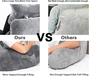 Крісло-мішок для читання та відпочинку на ліжку, сіре. Зручне крісло для дорослих, з підлокітниками, для читання, перегляду телевізора та ігор.