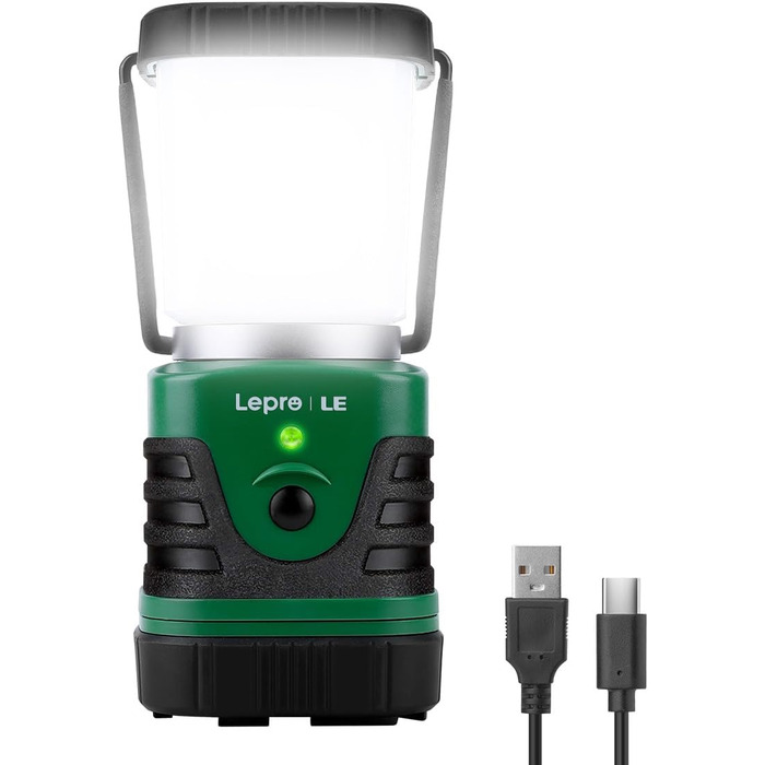 LED Camping Lantern Portable, Super Bright Rechargeable Spotlight with Handle and Hook, 4 Brightness Levels Dimmable, Emergency Light for Power Outages, Hiking, Emergencies, Blackouts, etc. [Energy Class A++]