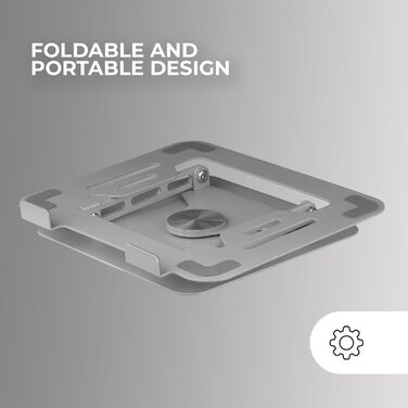 Підставка для ноутбука та планшета Mars Gaming MA-RSN, 17 дюймів, регулювання висоти, нахилу, 360° обертання, сталева конструкція, протиковзкі накладки, складана, портативна, срібна