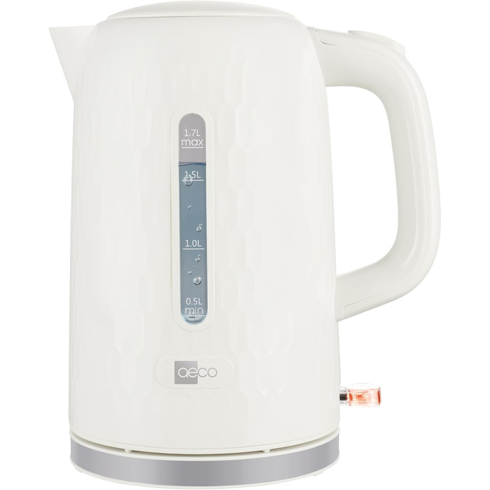 Електричний чайник Aeco AQA NEO з нержавіючої сталі, 1.7 л, 2150 Вт, без BPA, фільтр від накипу, бездротовий, CoolTouch, шампань сріблястий