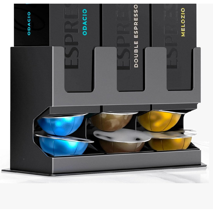 Диспенсер для капсул Nespresso Vertuo GalvanoX (3 шт.), органайзер для стільниці, сталевий, для 3 сортів кави (30 капсул)