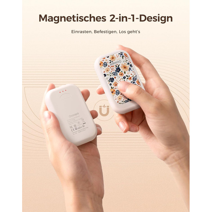 Електричні грілки для рук OCOOPA AI з магнітом, 2 шт., 5000mAh, акумуляторні, ультратонкі, для жінок, подарунок, зима