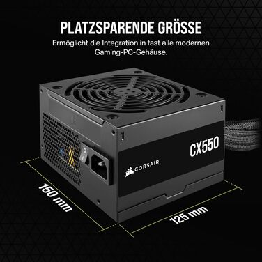 Блок живлення Corsair CX550 ATX 550W, 80 Plus Bronze, низький рівень шуму, чорний