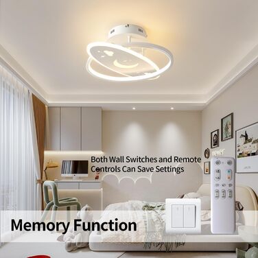 LED Ceiling Light Children's Room Lamp Ceiling, Dimmable Children's Room Ceiling Light with Remote Control, 32W Children's Room Ceiling Light Clouds for Living Room, Bedroom (40cm, Warm White Dimmable)