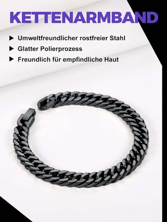 Чоловічий браслет Richsteel з нержавіючої сталі сріблястого/золотого/чорного кольору, ширина 8/12/17 мм, довжина 19/21/23 см, кубинський ланцюг, для чоловіків, хіп-хоп, з подарунковою коробкою