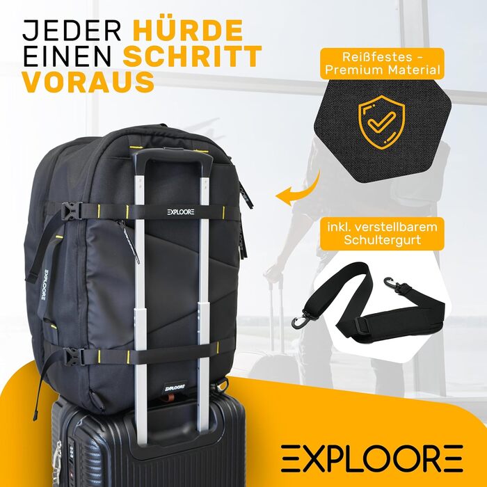 Чемодан ручної поклажі 55x40x20см з ручкою-телескопом, міцний валіза з ABS-пластику з TSA-замком, коричневий, з колесами