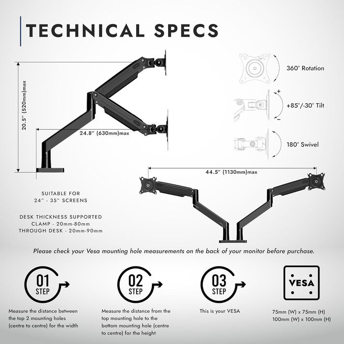 Кріплення для монітора Invision Doppel MX900: два монітори, 24-35