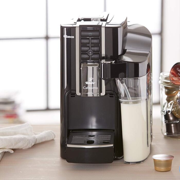 Tchibo Saeco Cafissimo Latte Capsule Machine (for coffee, espresso, Caffè Crema, Latte Macchiato, Cappuccino or tea), black