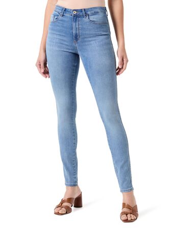 Жіночі скінні джинси ONLY (M / 32L, світло-блакитний, вибілений денім)