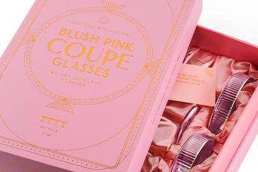 Набір келихів Art Deco з вишуканим рожевим кольором та золотим обідком (4 шт, 200 мл) | Для шампанського, коктейлів (Espresso Martini, Cosmopolitan, Daiquiri) | Скляні чаші для бару Speakeasy