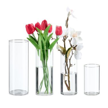 Relaxdays Glass Vase Set - 4 Sizes