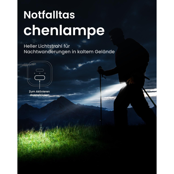 Електричний грієчка для рук Gaiatop 8000mAh з LED-ліхтариком, 2 шт. Магнітний, 3 температури, швидкий нагрів, для жінок, сім'ї, активного відпочинку, чорний