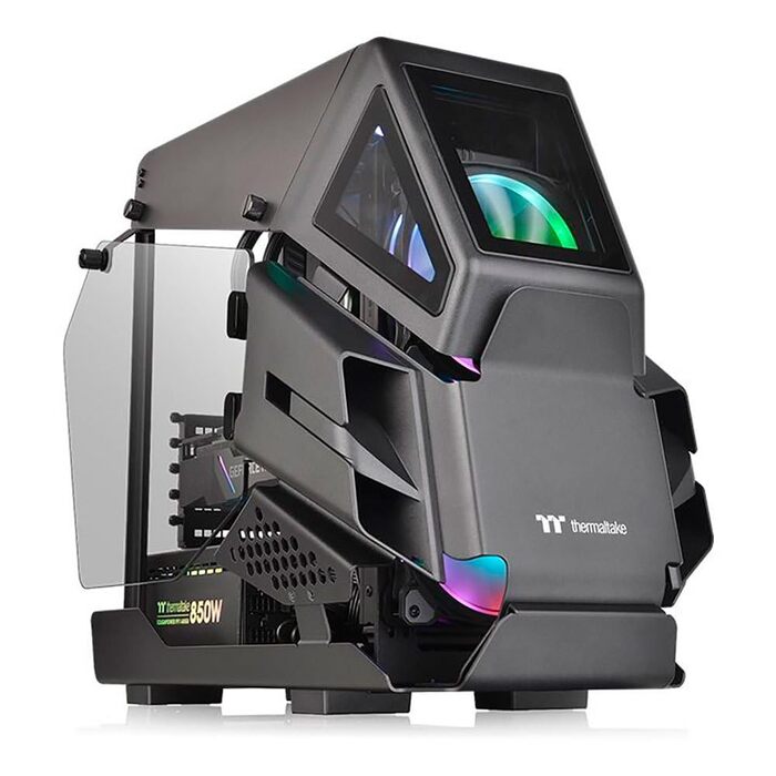 Корпус для ПК Thermaltake AH T200 Black, Micro-ATX, загартоване скло 3мм, Helikopter-дизайн, чорний